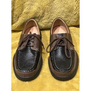Dr. Comfort Patrick Men's 8.5M Brown Black Leather Therapeutic Boat Shoes.